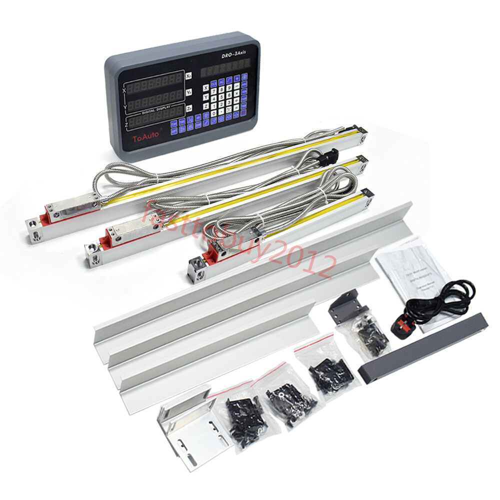 ToAuto 6" 12" 20" Linear Scale 3Axis Digital Readout DRO Display Kit for Mill