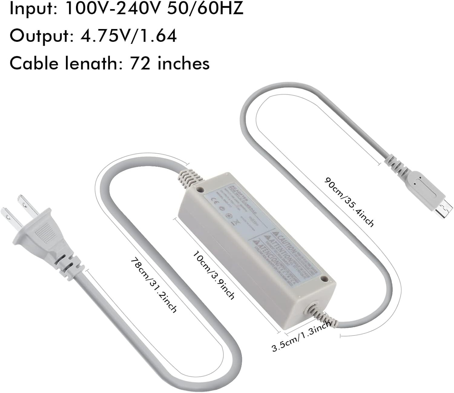 AC Power Supply Charging Adapter Cable Charger For Nintendo Wii U GamePad Lot