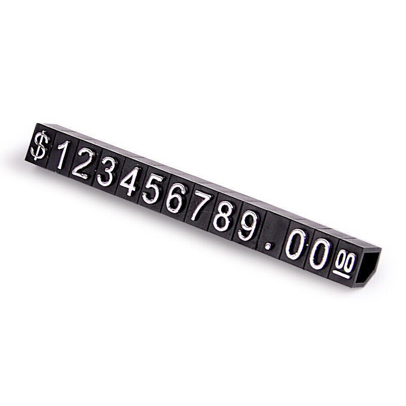 Adjustable Mini Cube Price Tag Display Number Silver on Black,3x5mm,10 Sets