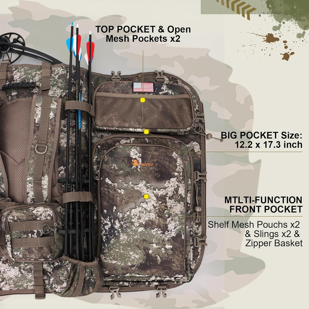 Hunting Backpack Saddle Bag w/ Bow Holder Large Compound Bow Duffle Pack