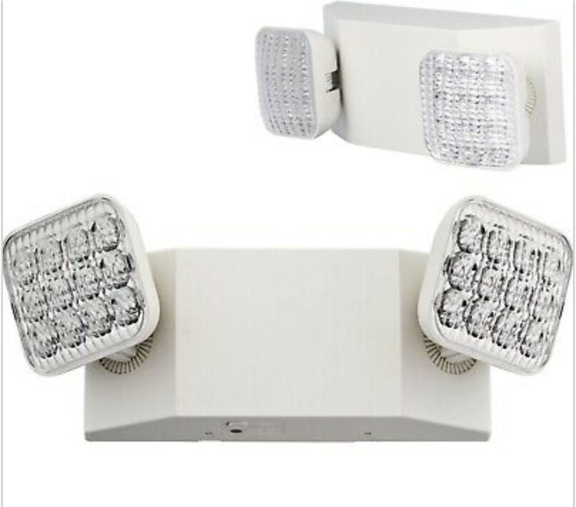 LED Emergency Exit Light Battery Backup & Adjustable Two Heads, UL 924-Listed