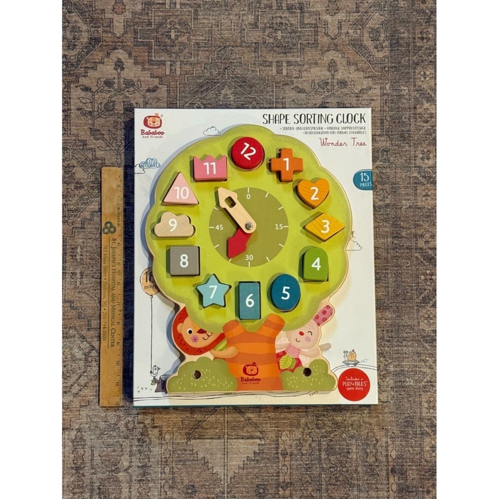 Green Wooden Number & Shape Learning Clock