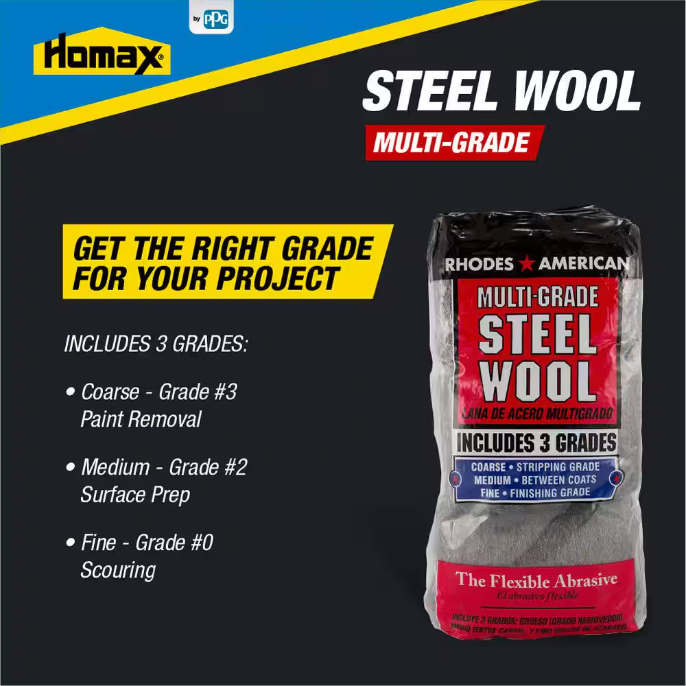NEW Multi Grade Steel Wool 12 Pads Coarse Medium Fine for Surface Prep Work