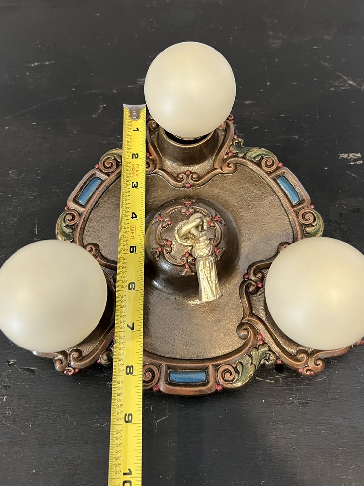 Single Nice Flush Mount Three Socket Fixture Rare 28F
