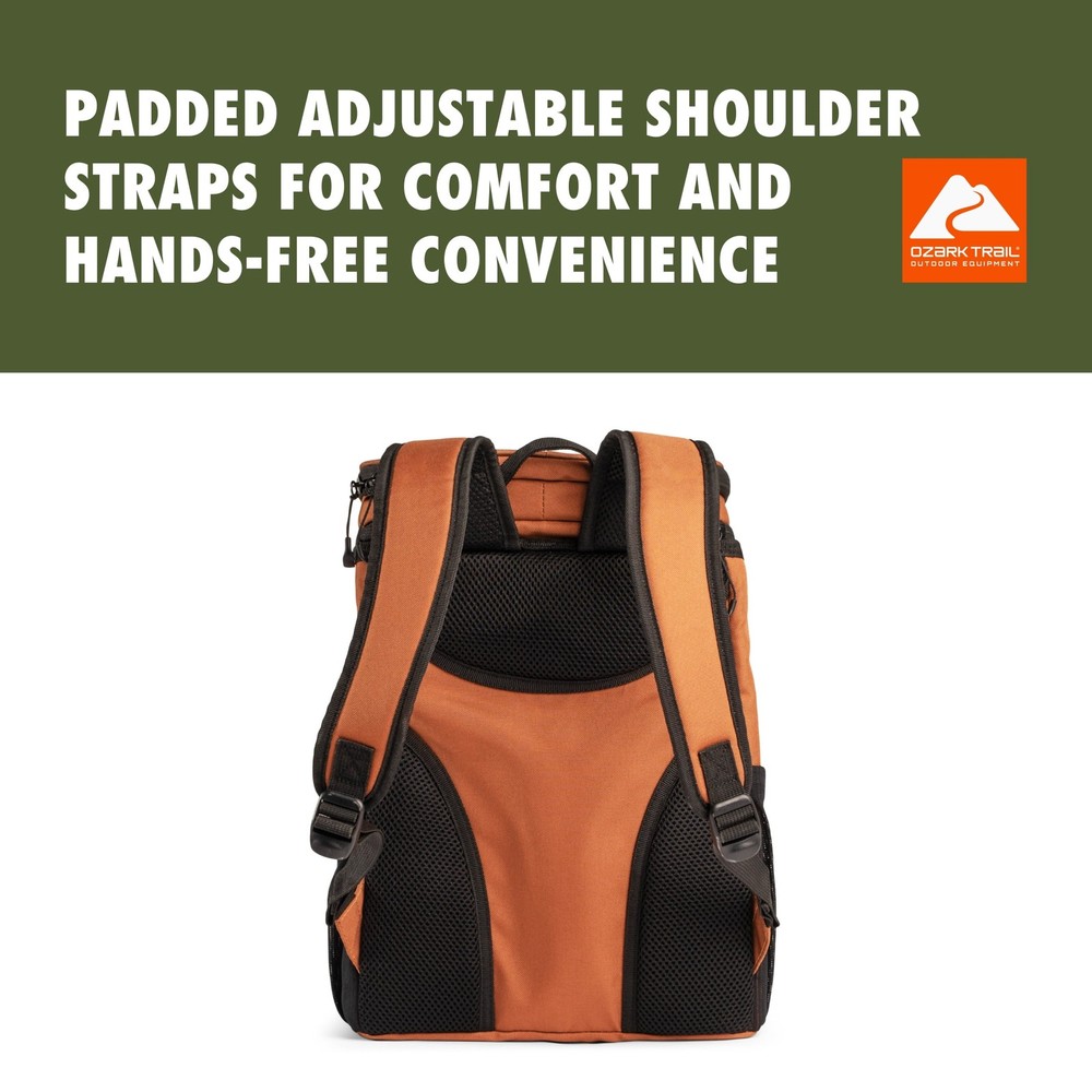 15 qt 20-Can Soft-Sided Cooler Backpack Brown