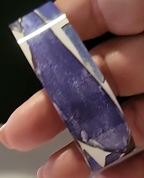 Signed Hue Dew .com Size 7.5  Multicolor Blues Silvertone Cuff Bracelet