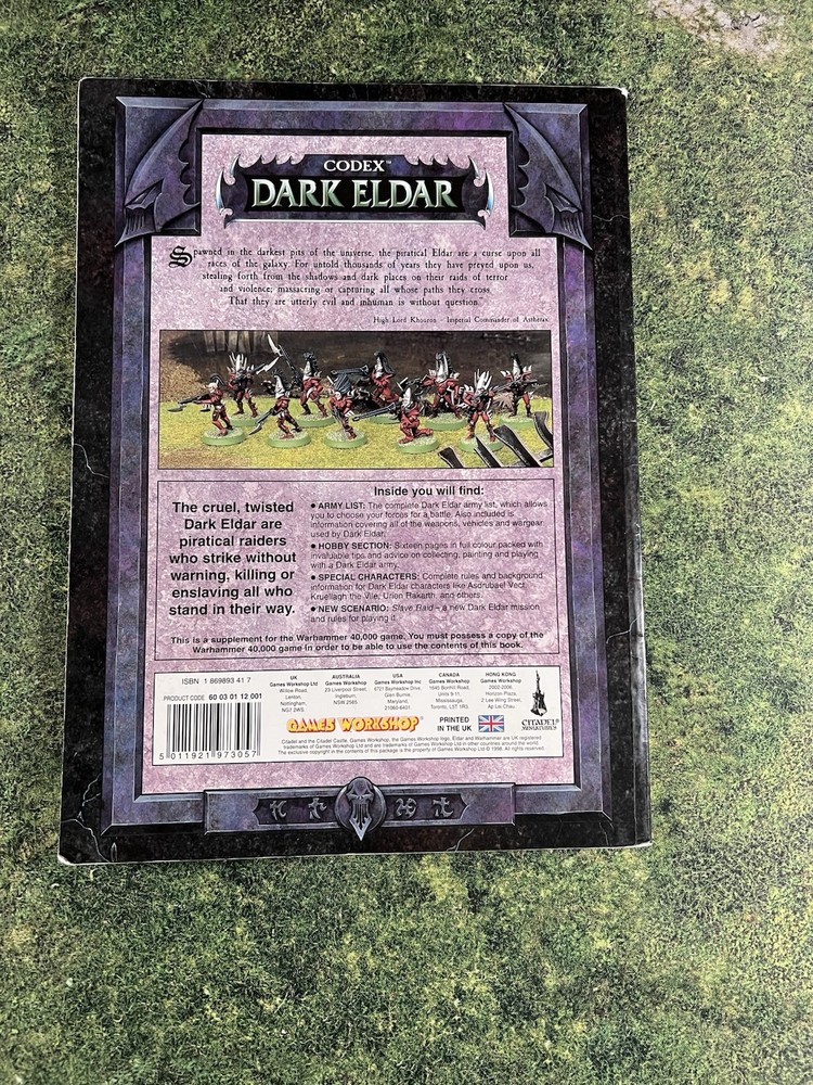 Games Workshop Warhammer 40K Codex Dark Eldar Softcover Supplement (1998)