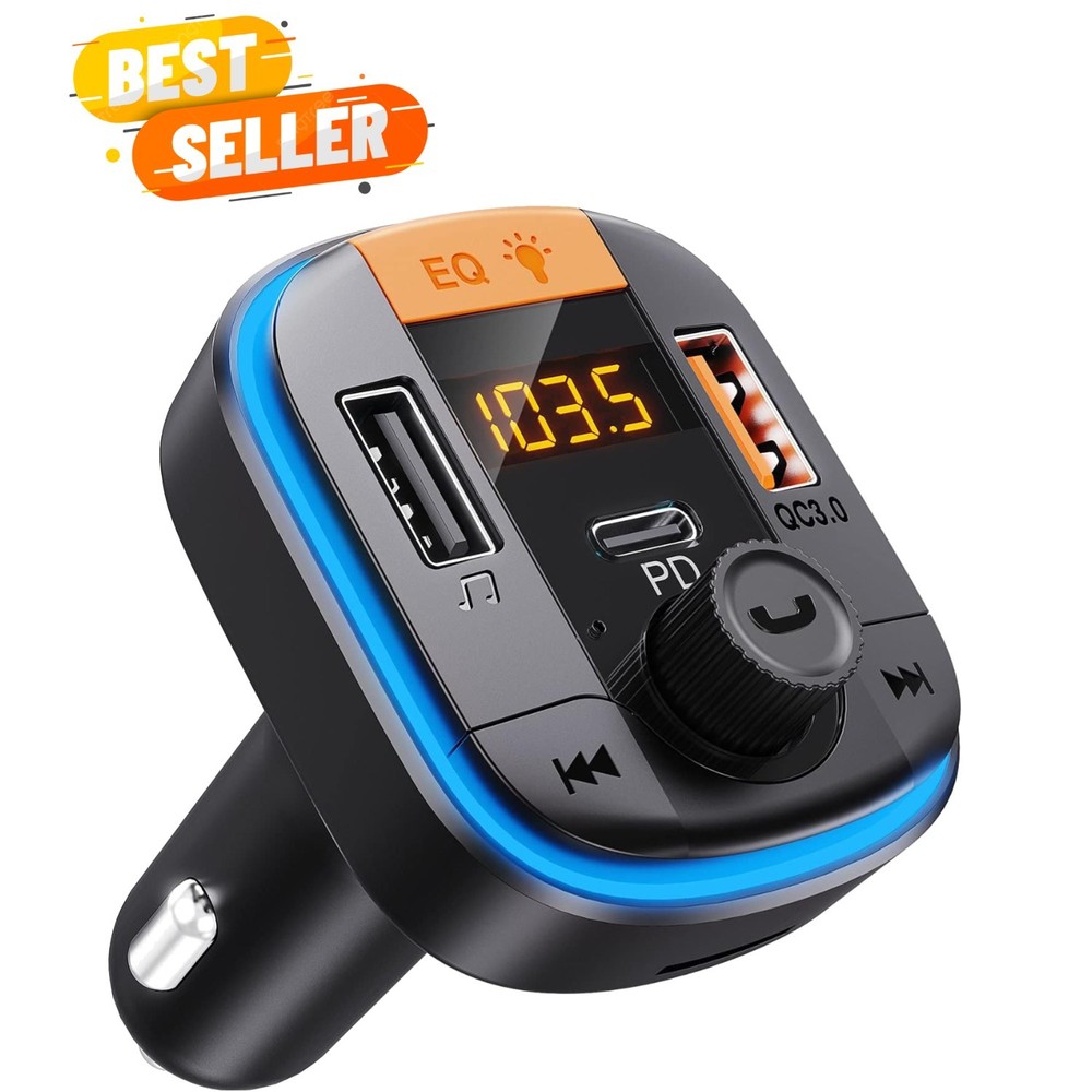 Bluetooth 5.0 FM Transmitter for Car - PD20W QC3.0 Fast Charging & Music Player