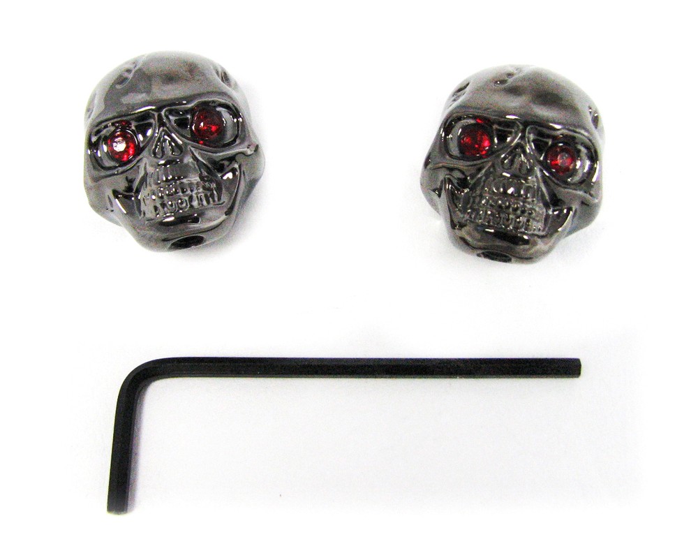 2-pack Dark Chrome Skull Knobs for Guitar/Cigar Box Guitar & more!