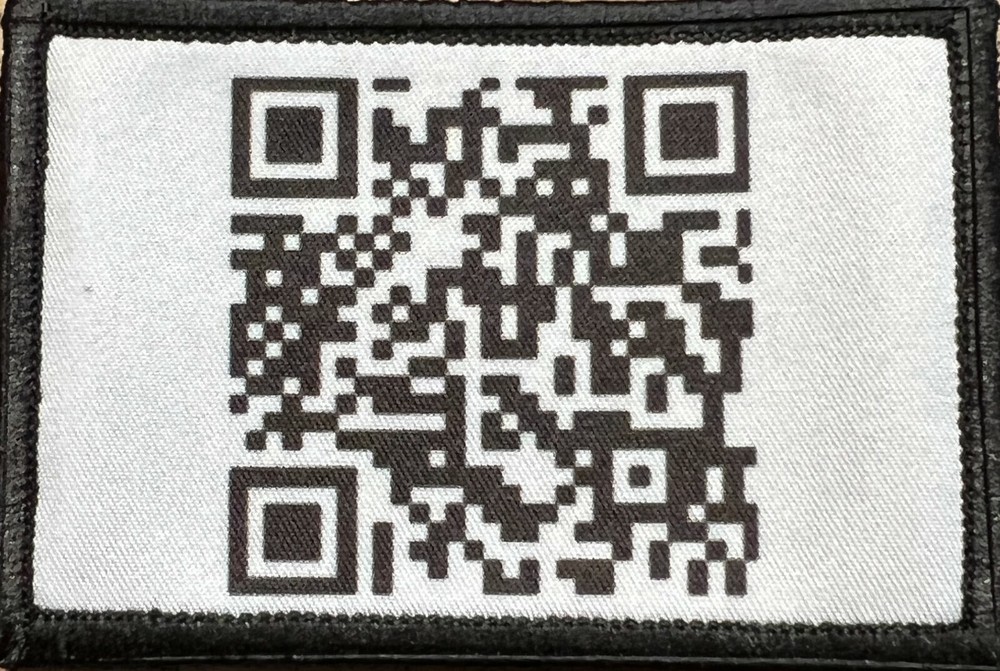 Rick Roll QR Code Funny Morale Patch 2x3" Tactical Military USA Hook