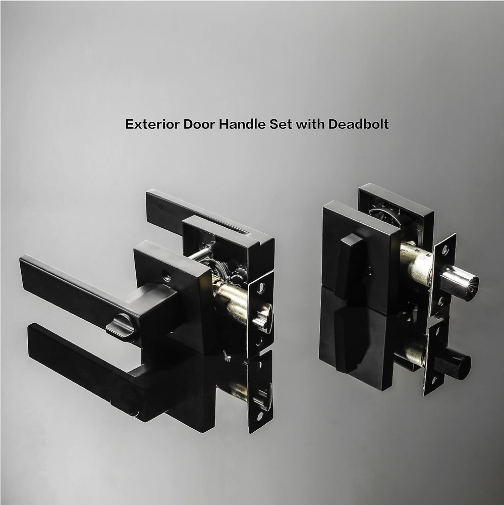 Exterior Door Lock Set with Deadbolt, Front Door Handle Set with Deadbolt,