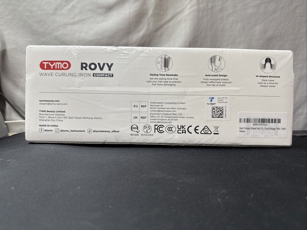 Tymo Rovy Pink Wave Curling Iron Compact Ceramic Barrel Ionic Technology