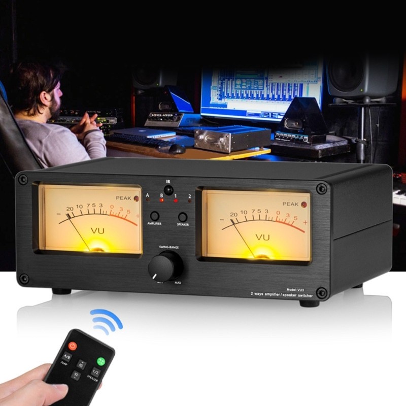 Level Meter Analog Meter 2 In 2 Out Sound Switcher Splitter Remote Controller