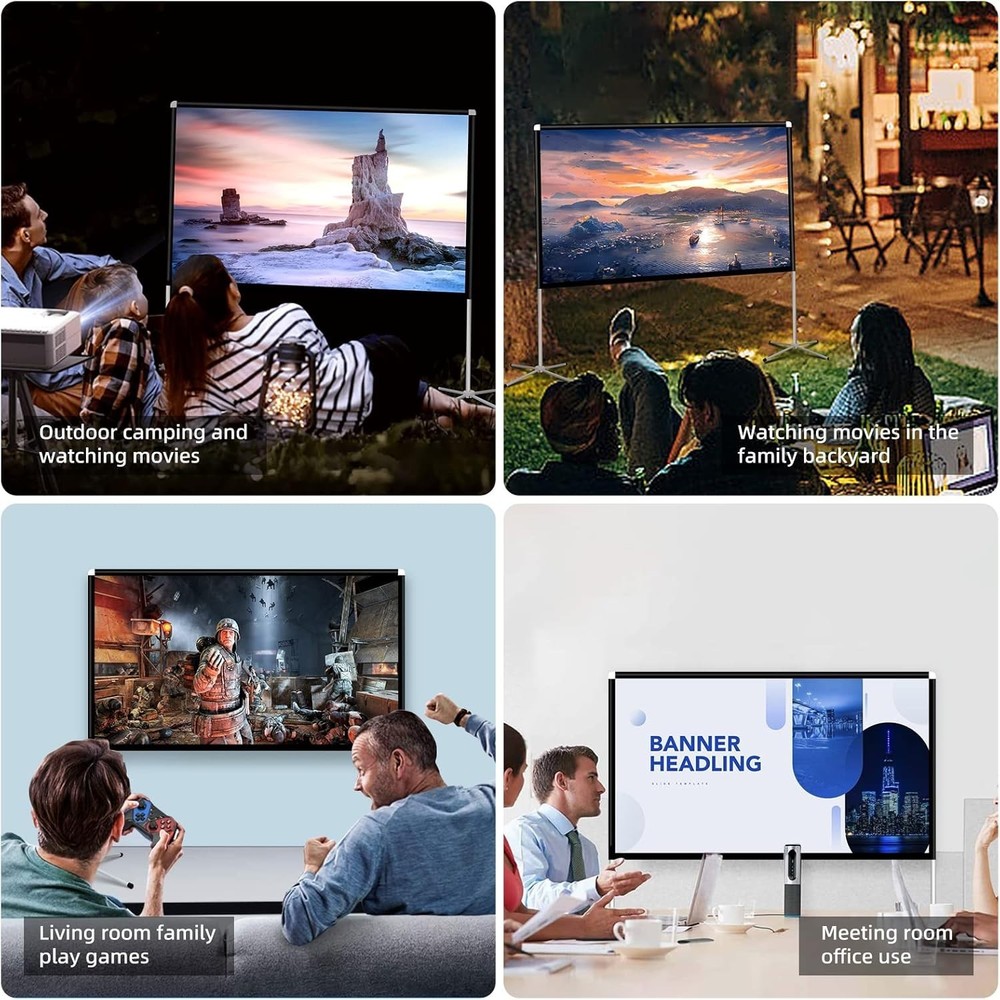Multi-Function 60-Inch Projector Screen - Perfect for Movies & Presentations