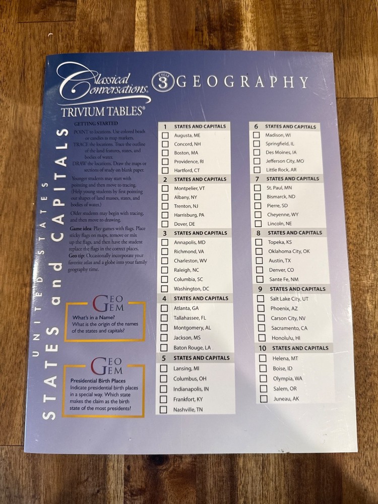 Cycle 3 Trivium Table Geography Map Classical Conversations