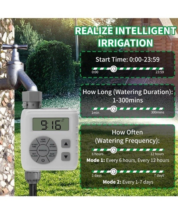 Sprinkler Timer, Programmable Irrigation Water Timer for Garden Hose, Solar/Batt