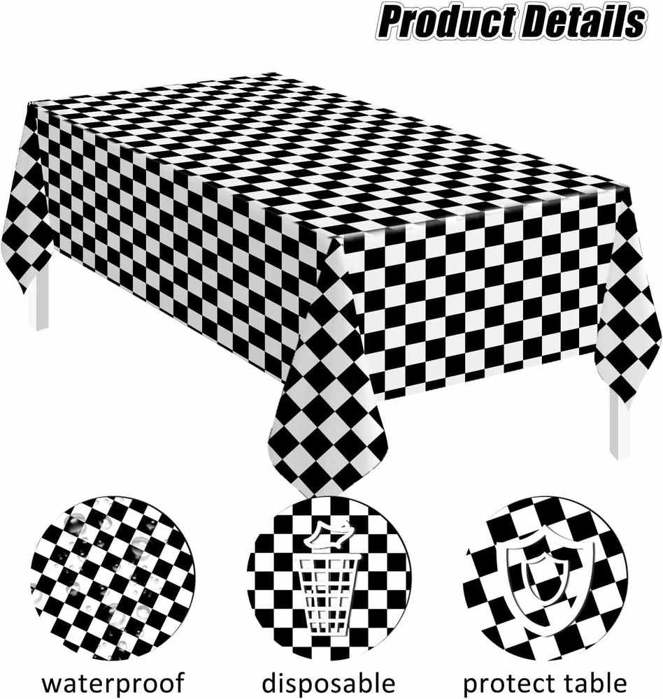 SietDESEO 3 Pack Checkered Tablecloth Plastic 3 Pack,