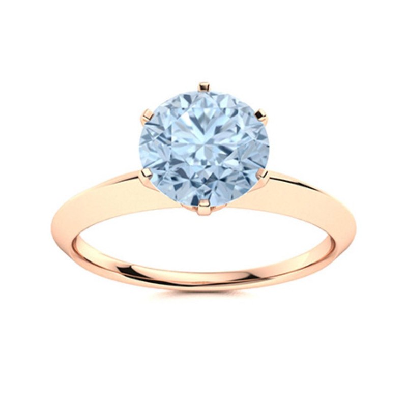 March Birth Aquamarine Stone Handmade Solitaire Statement Ring 925 Silver