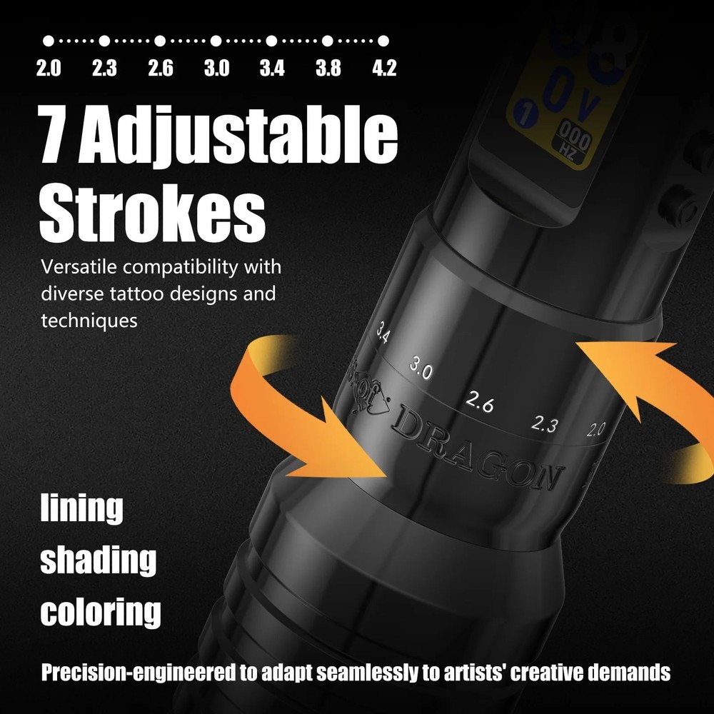 Wireless Tattoo Machine Pen Full Completed Kit Adjustable Stroke Custom Motor