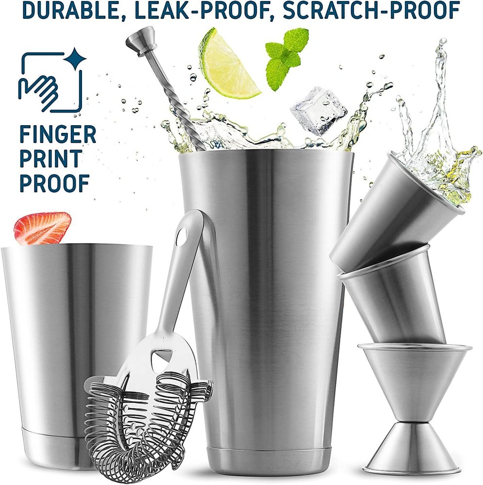 16 Piece Bartender Kit Cocktail Shaker Set with Recipes and Bar Tools