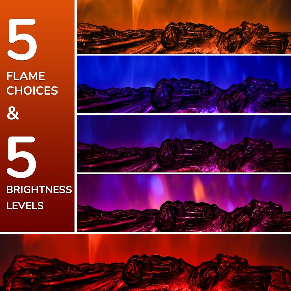 Electric Fireplace Logs 20-Inch, Remote Controller Fireplace Insert Log Heater