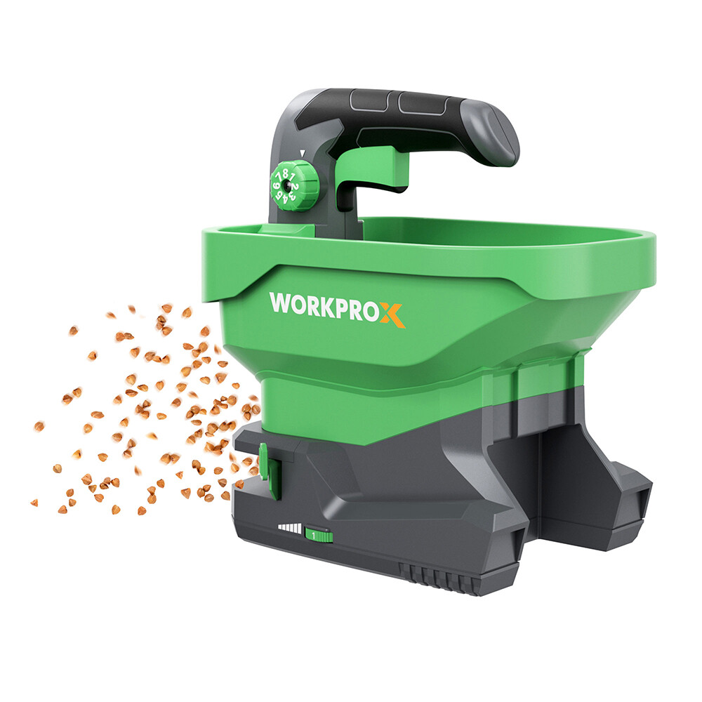 WORKPROX Battery Powered Fertilizer Spreader 7.2V Seed Spreader for Salt 8-level
