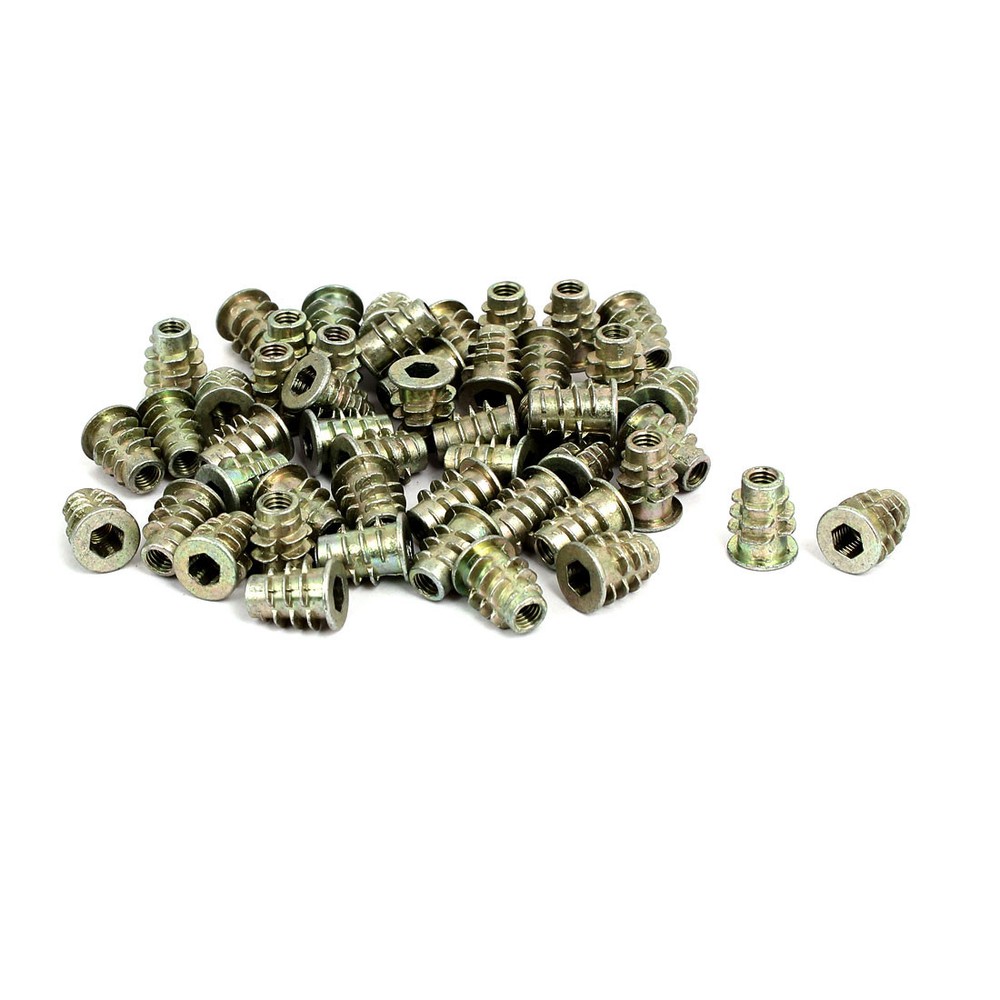 50pcs M5x14mm Interface Hex Socket Threaded Insert Nuts for Wood Furniture