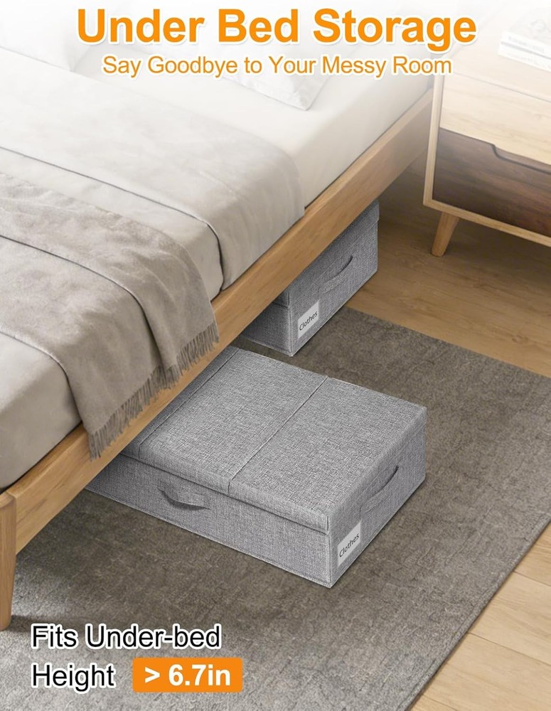 punemi Under-Bed Storage Boxes (with Lids) — 2-Piece Set (Large Capacity)
