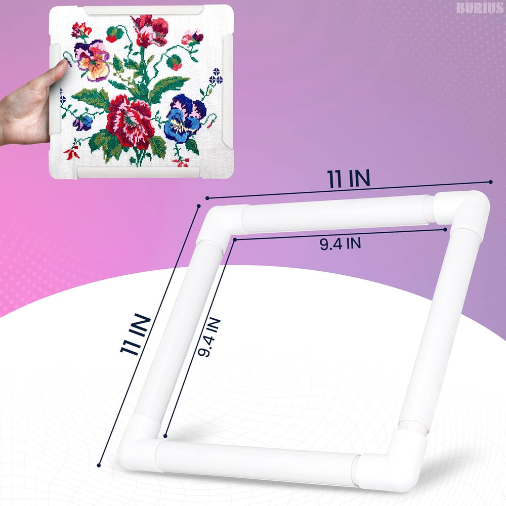11 Inch Plastic Embroidery Hoop - Snap Needlework Frame White Plastic Sewing ...