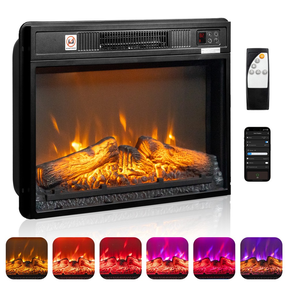 23" Home Embedded Fireplace Electric Insert Heater Flame Remote Space Keep Warm
