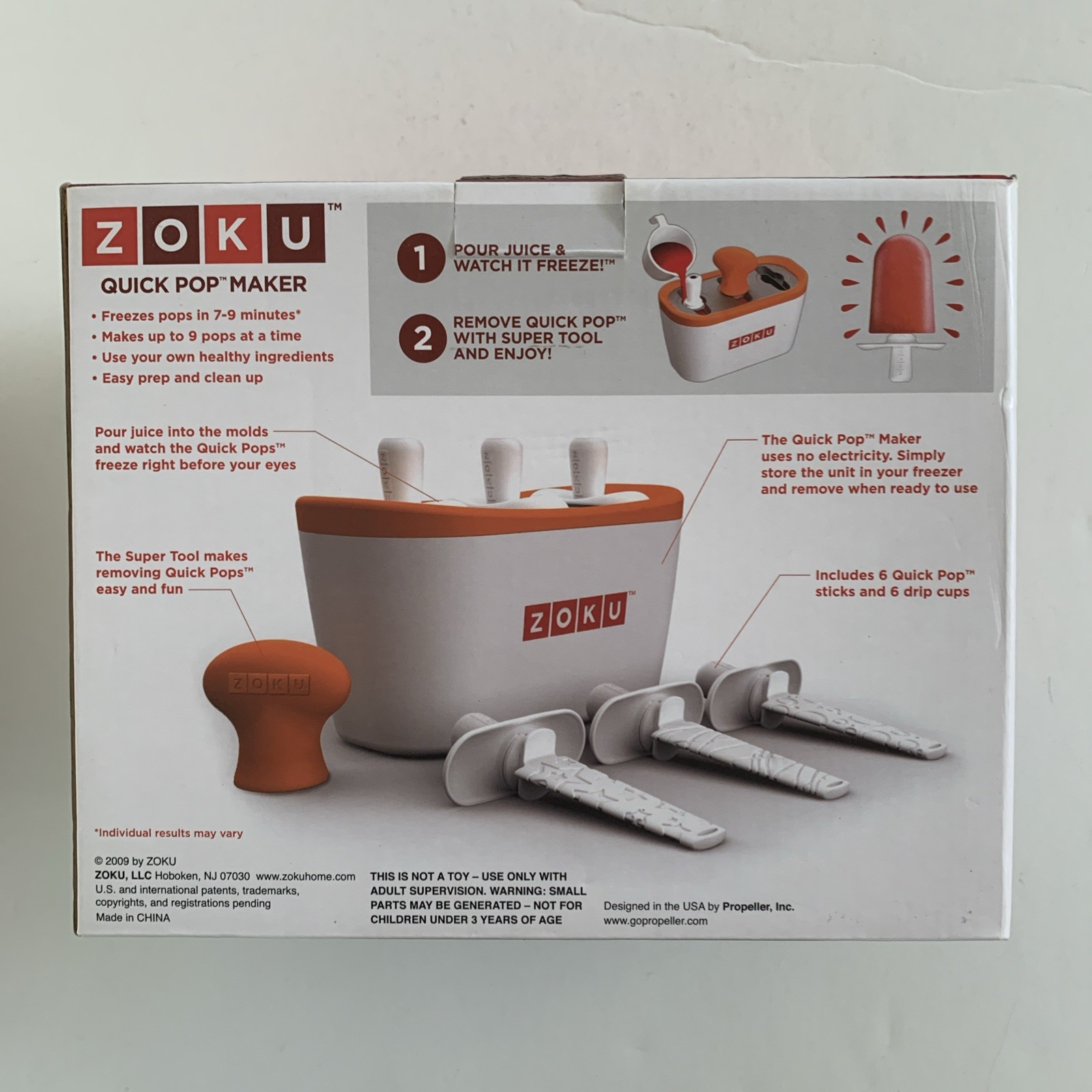 Zoku Quick Pop Maker Freeze In Minutes 6 Popsicle Sticks & 6 Drip Cups