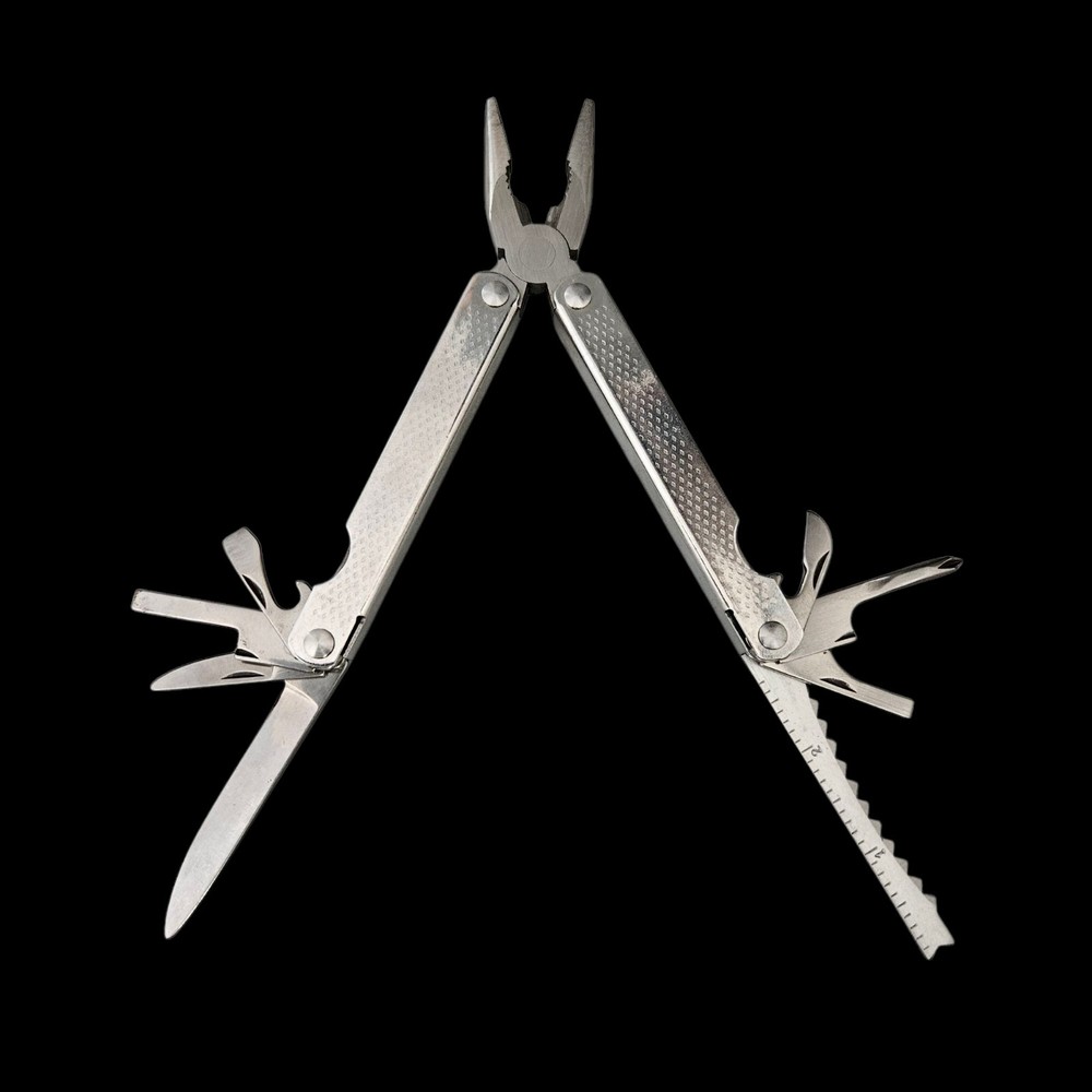 Pocket Portable Multi-tool Plier Knife More EUC With Brown Case