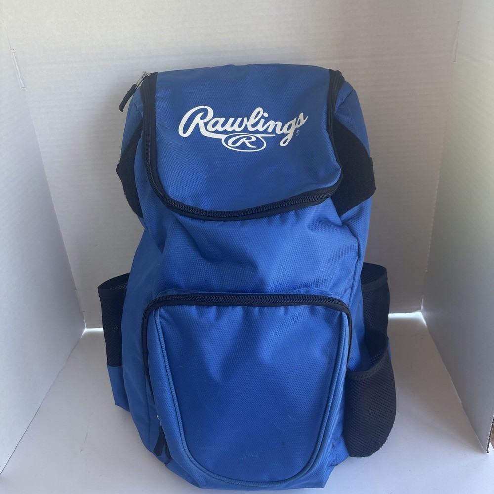 Rawlings Blue Baseball Backpack Bat Compartment 3 Pockets Zip Polyester
