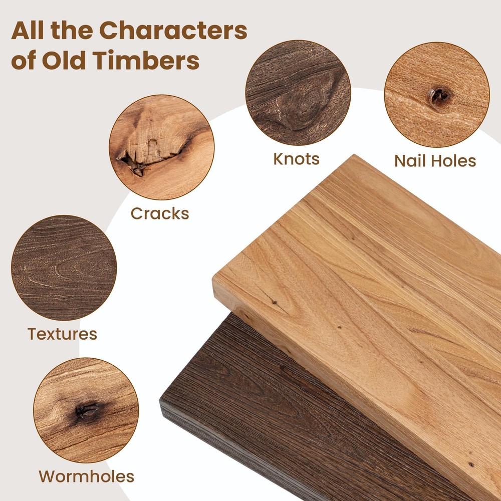 Floating Shelves for Wall Decor, 8" Deep Rustic Solid Elm Wood Floating Shelv...