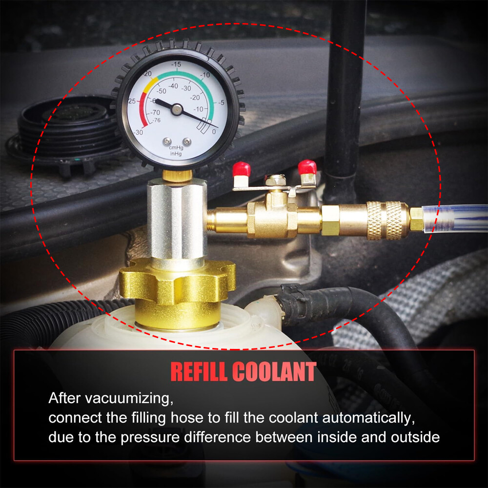 Auto Coolant Vacuum Kit Cooling System Vacuum Radiator Kit Refill + Purging Tool