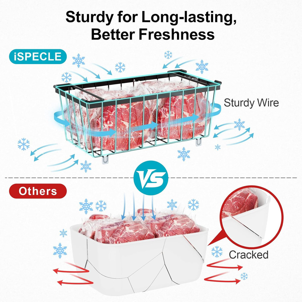 Deep Freezer Organizer Bins, 5 Pack Chest Freezer Baskets for 7 Cu.Ft, Stackable