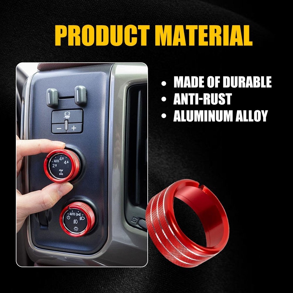 Central Control Switch Button Knob Cover Trim Ring For Chevy 2014-2018 Silverado