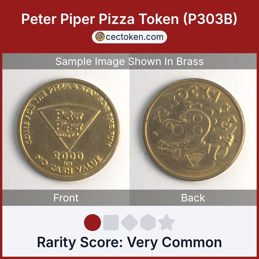 Peter Piper Pizza Token (P303B) Brass 22.5mm