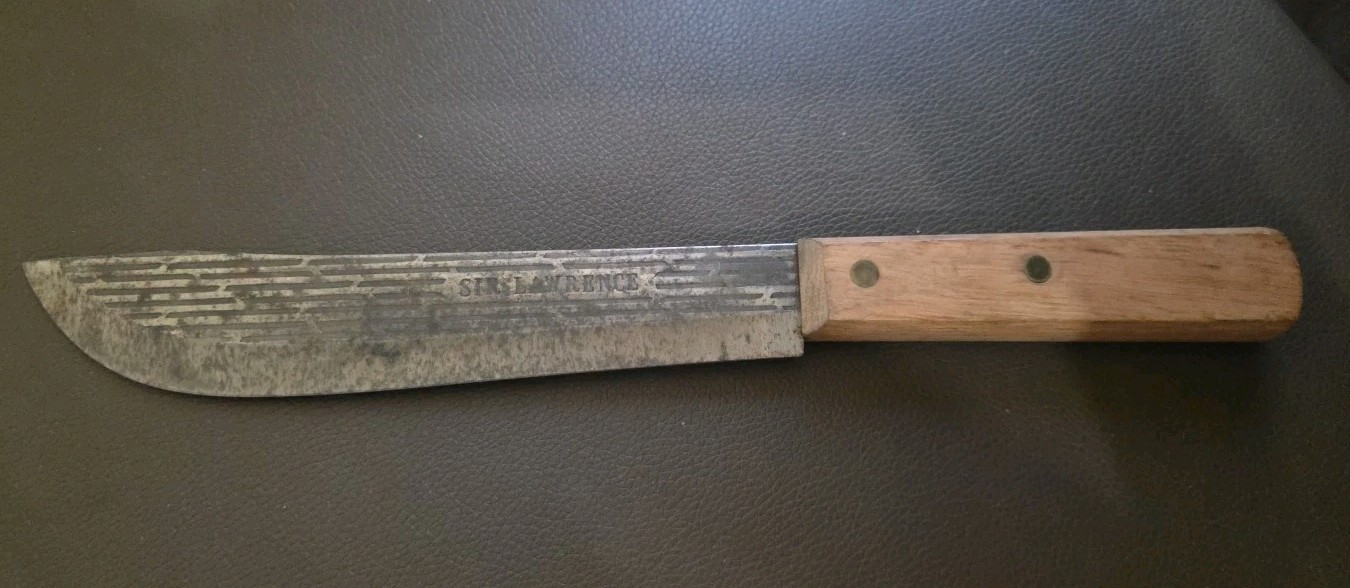 SIR LAWRENCE Carbon Steel Butcher Knife Brass RIVETED Wood Handle