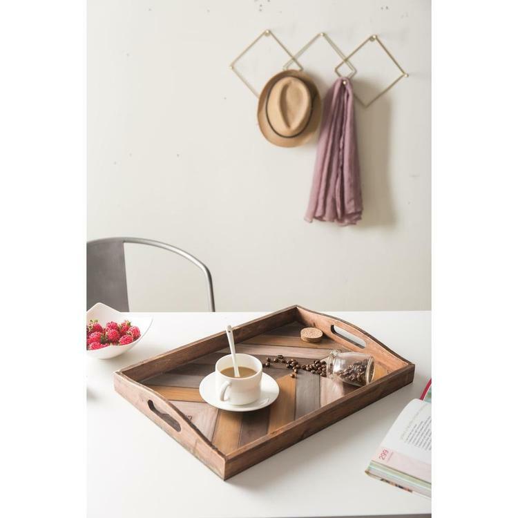 Rustic Wood Chevron Pattern Breakfast Serving Tray