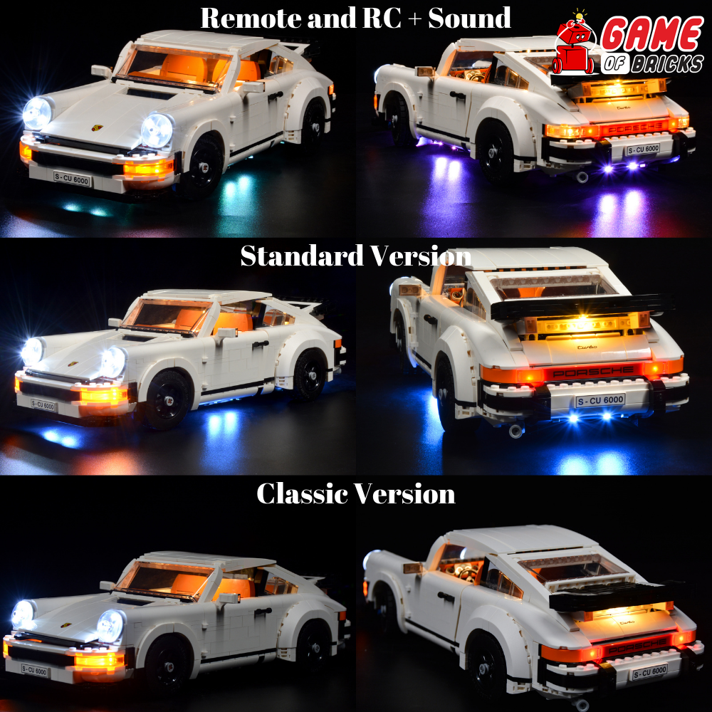 LED Light Kit for Porsche 911 Compatible with LEGO® 10295 Set (Classic Version)