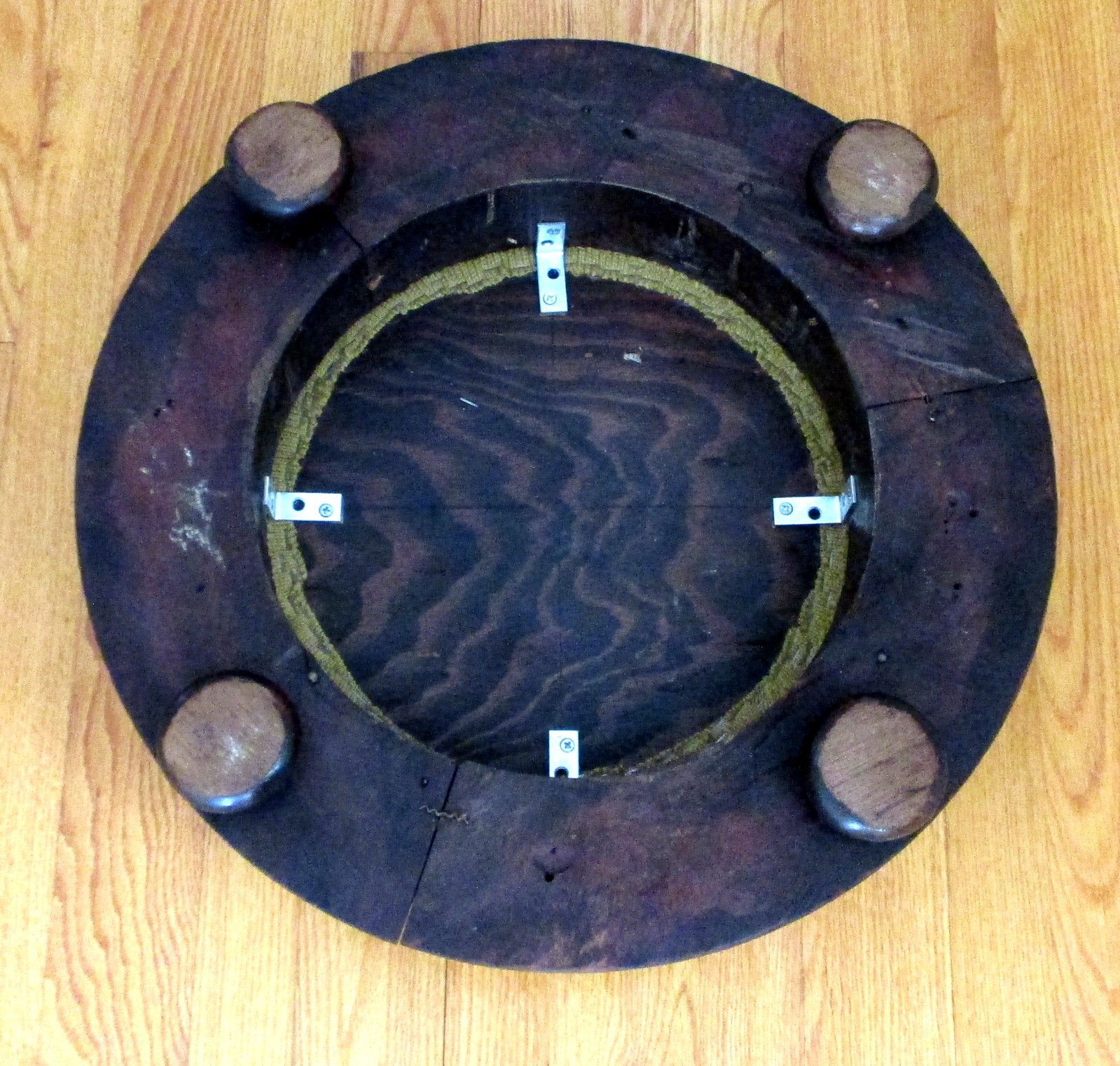 Antique Victorian Empire Pink Needlepoint Round Footstool Ottoman Mahogany