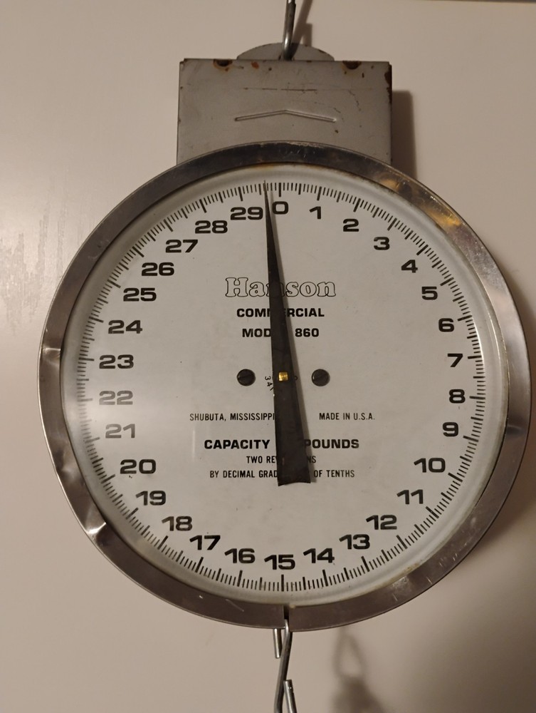 Hanson Model 860 Hanging Scale with Galvanized Basket - Vintage