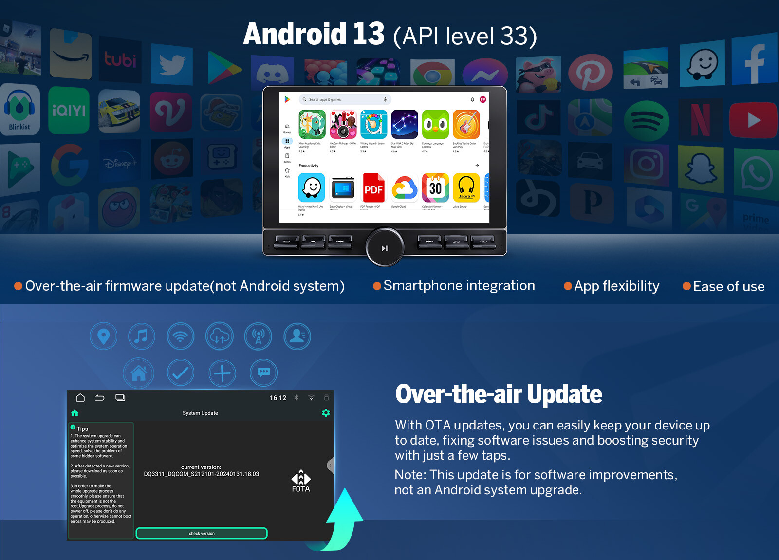 UX6K PRO MAX 2 DIN Android 13 8+128GB 10.1" QLED Car Stereo GPS CarPlay Radio 4G