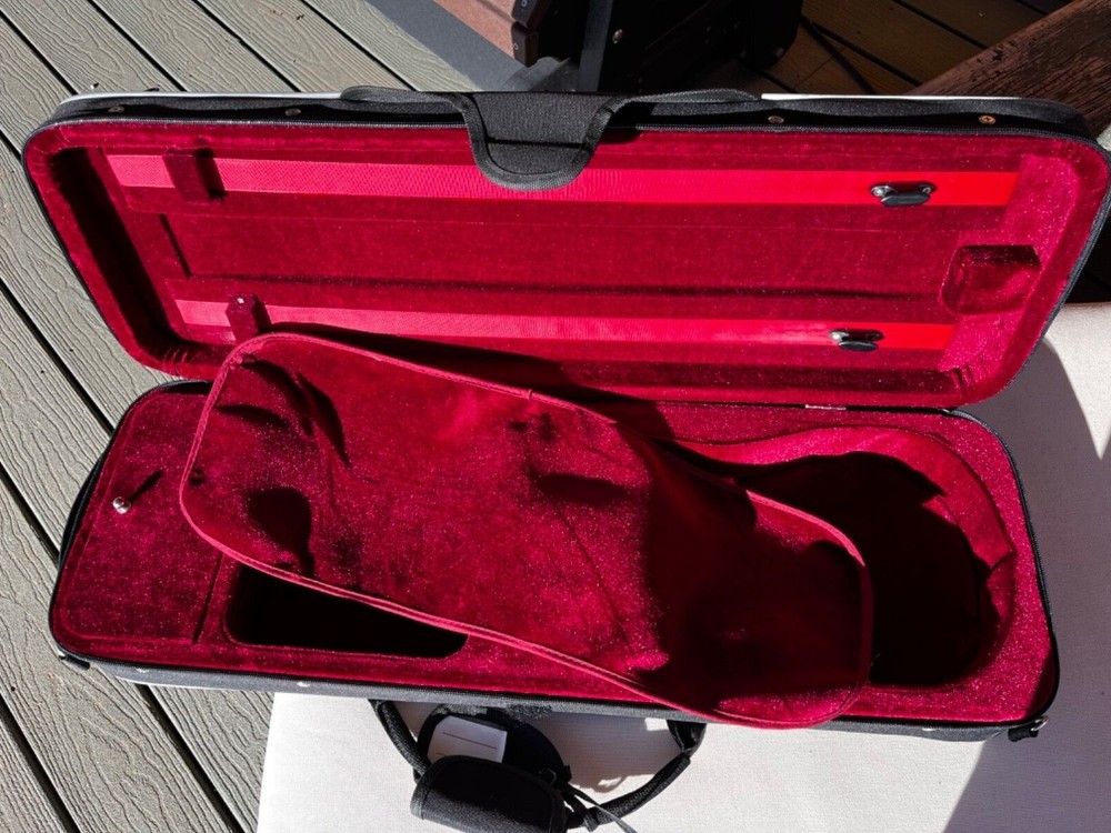 New Rectangular Violin Case Black with Grey accents