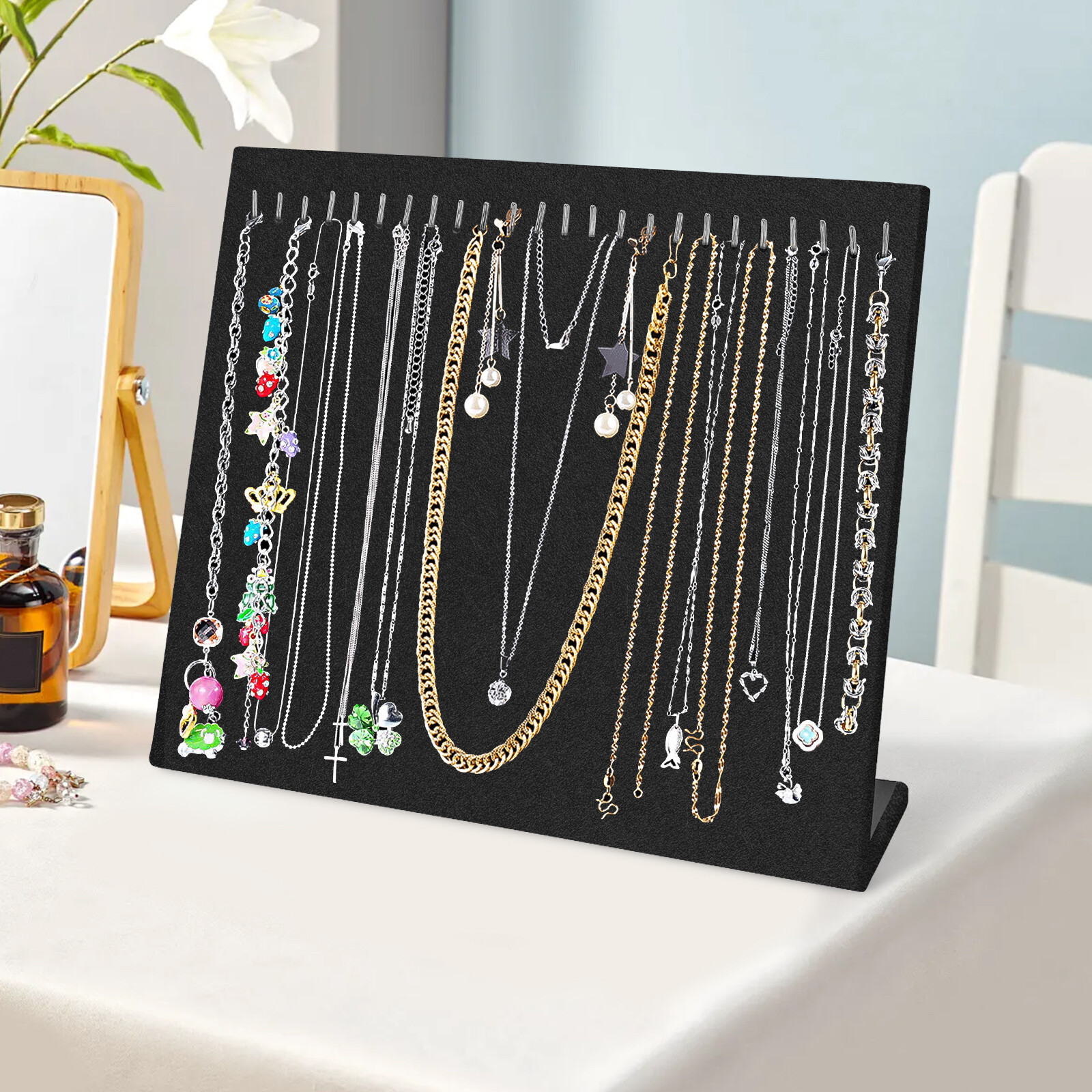 Velvet Necklace Display Stand for Selling Jewelry Chain Storage Organizer Holder