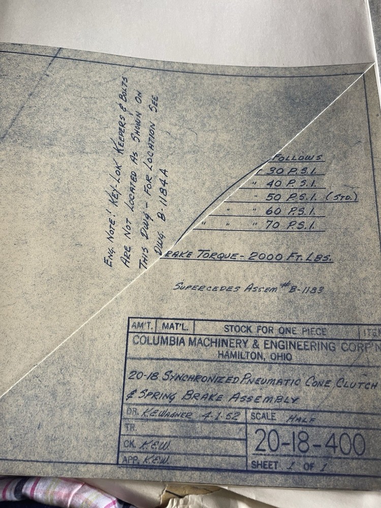 Colombia Machinery & Engineering Corp. Operating Instructions /Maintenance DATA