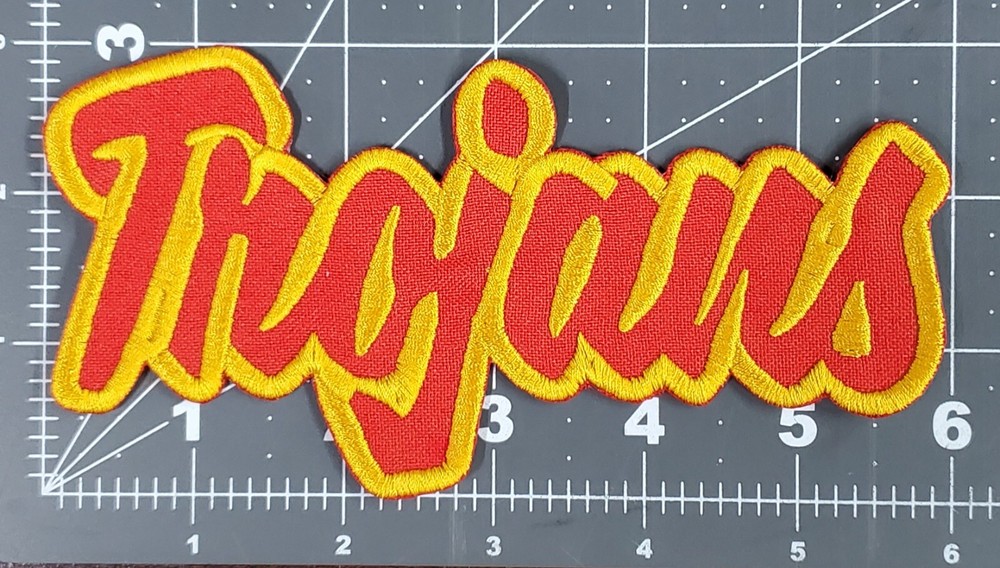 USC Trojans Text Embroidered Applique Iron On Patch Various Sizes Customize