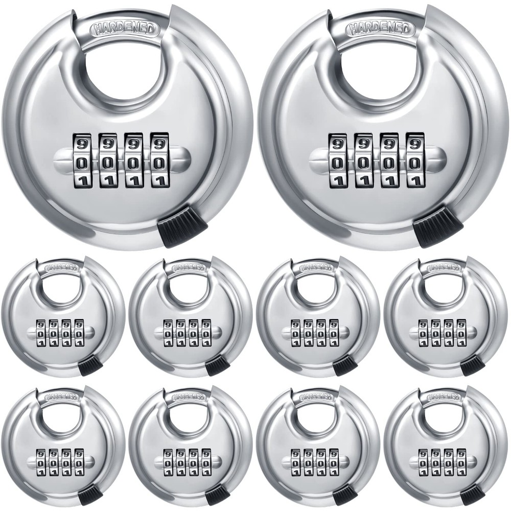 10 Pack 4 Digit Combination Locks Stainless Steel Code Disc Lock Combo