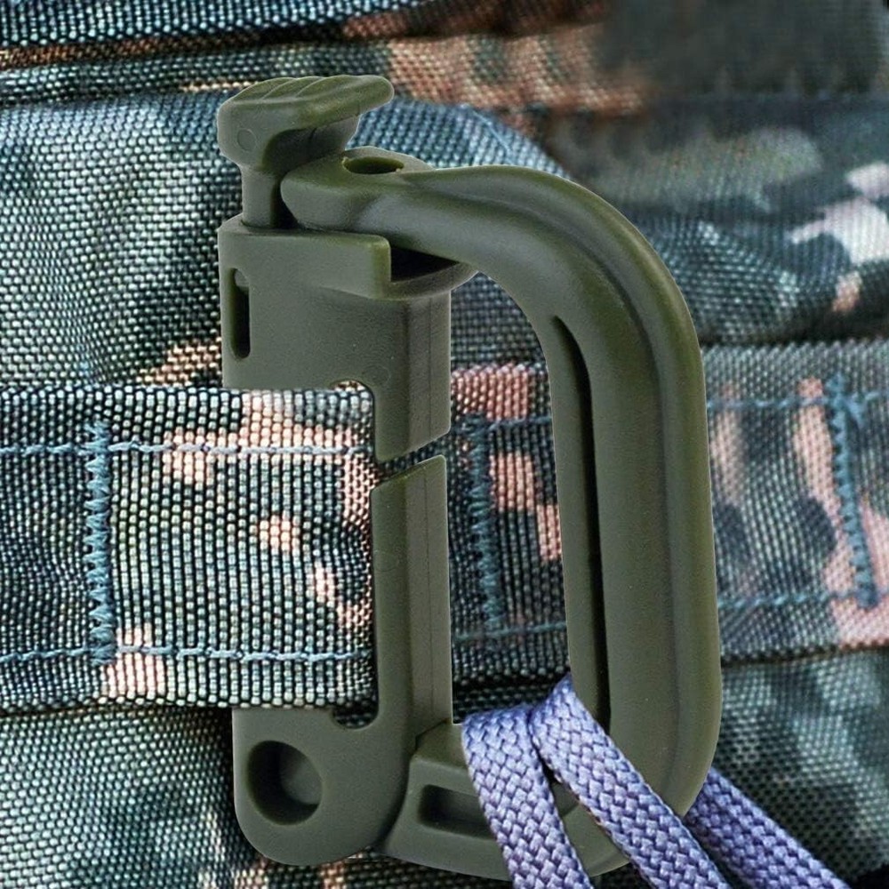 18PCS Multipurpose Grimlock D-Ring Locking Molle Clip Tactical Hanging Hook Bag